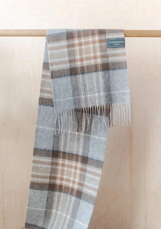 TBCo Lambswool Scarf in Mackellar Tartan Grey Beige - MMJs Fashion