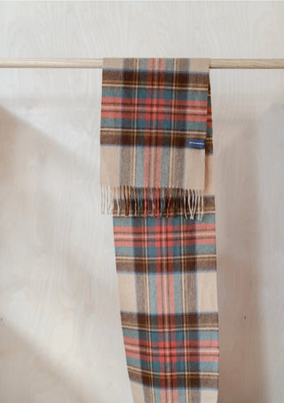 TBCo Lambswool Scarf in Stewart Dress Antique Tartan Red Brown - MMJs Fashion