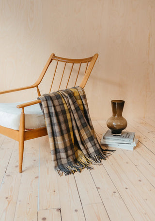 TBCo Recycled Wool Blanket in Buchanan Natural Tartan Mustard - MMJs Fashion