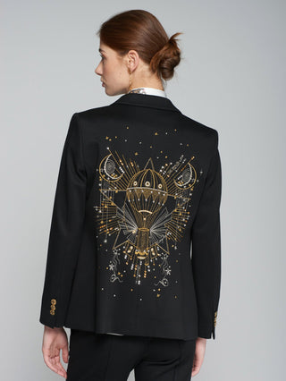 Vilagallo Black Jacket with Gold and Silver Embroidery - MMJs Fashion
