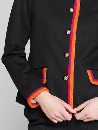 Vilagallo Black Jacket with Pink and Orange Trim - MMJs Fashion