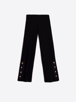 Vilagallo Black Wide Leg Trousers with Buttons - MMJs Fashion