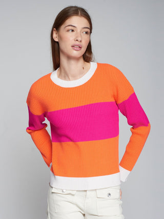 Vilagallo Colour Block Ribbed Jumper Orange Pink - MMJs Fashion