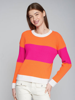 Vilagallo Colour Block Ribbed Jumper Orange Pink - MMJs Fashion