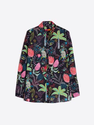 Vilagallo Floral Print Blouse Black & Multicoloured Anastasia - MMJs Fashion