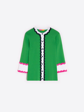 Vilagallo Rik Rak Trim Cardigan Green Ondulina - MMJs Fashion