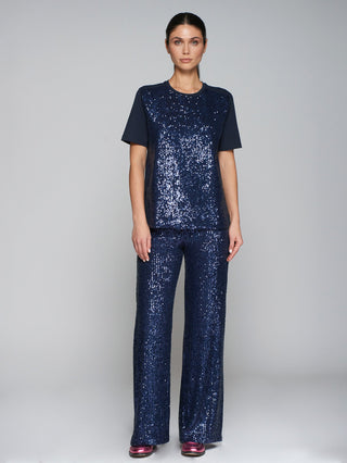 Vilagallo Sequin Trousers Navy Blue Venus - MMJs Fashion