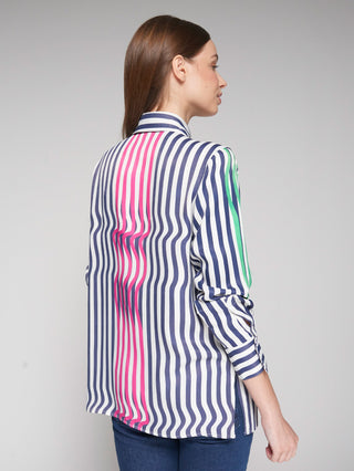 Vilagallo Striped Blouse Blue Green Pink Mariela - MMJs Fashion