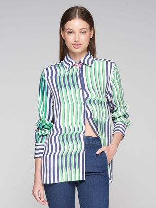 Vilagallo Striped Blouse Blue Green Pink Mariela - MMJs Fashion