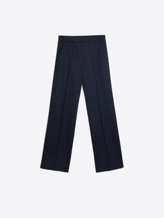 Vilagallo Tailored Herringbone Trousers Navy Blue Elisa - MMJs Fashion