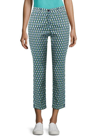 Betty Barclay Print Trouser Green Navy Lime - MMJs Fashion