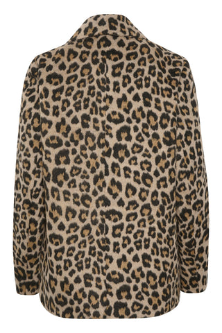 Kaffe Animal Print Jacket Brown Grey Beige - MMJs Fashion