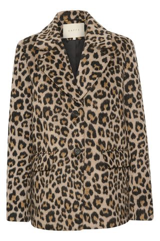 Kaffe Animal Print Jacket Brown Grey Beige - MMJs Fashion