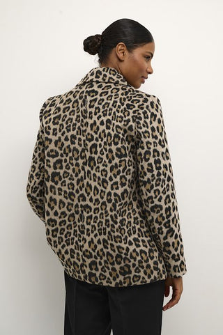 Kaffe Animal Print Jacket Brown Grey Beige - MMJs Fashion