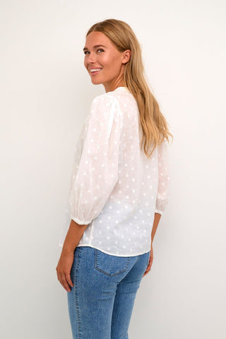 Kaffe Cotton Heart Pattern Top in Ivory Jollia - MMJs Fashion