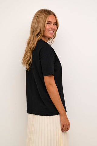 Kaffe Cotton Slogan Top Black Jenny - MMJs Fashion