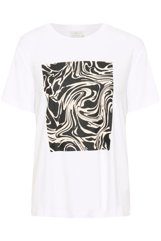 Kaffe Graphic Panel Top in White Black KAelin - MMJs Fashion