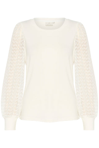 Kaffe Ivory Top with Sheer Sleeves KAserena - MMJs Fashion