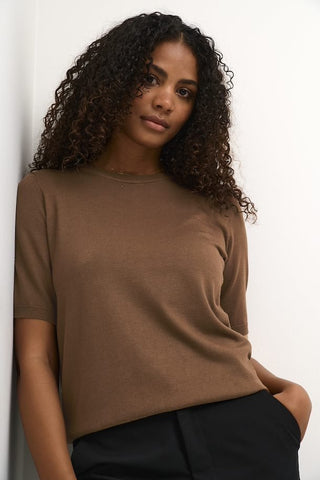 Kaffe Jumper Brown Short Sleeves - MMJs Fashion