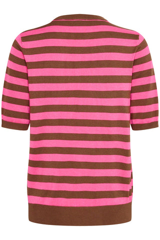 Kaffe Jumper Pink Brown Stripe - MMJs Fashion