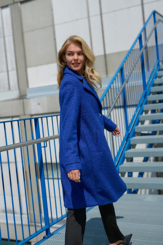 Kaffe Knee Length Coat Electric Blue - MMJs Fashion