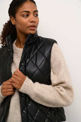 Kaffe Padded Gilet Black - MMJs Fashion