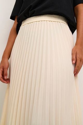 Kaffe Pleated Midi Skirt in Cream KAleandra - MMJs Fashion