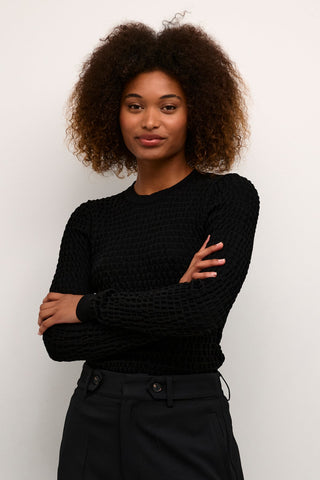 Kaffe Textured Jumper Black - MMJs Fashion