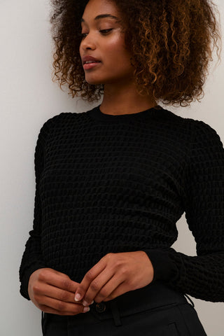 Kaffe Textured Jumper Black - MMJs Fashion