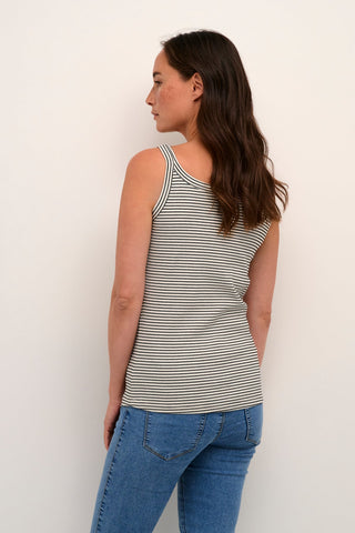 Kaffe Vest Top in Black & Ivory Stripe KAkaia - MMJs Fashion