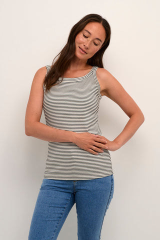 Kaffe Vest Top in Black & Ivory Stripe KAkaia - MMJs Fashion